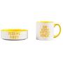 Wild & Woofy Ceramic Coffee Mug & Feed Me First Cat Food Bowl Set