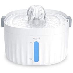 Olrid Cat Water Fountain, 1.9L Pet Water Dispenser with Side Clamp, Intelligent Auto Shut Off, Easy Clean Design, Ultra-Quiet Pump, Water Level Window, and LED Light