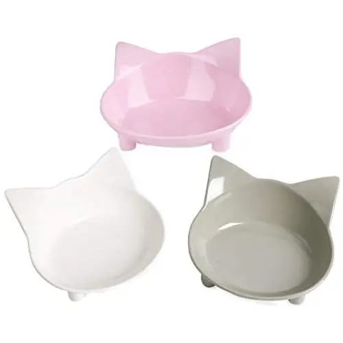 Cat Bowl, Cat Bowls for Food and Water,Shallow cat Bowls for Wet Food ,Non Slip Pet Feeding Dish ,Pet Food & Water Bowls Set of 3