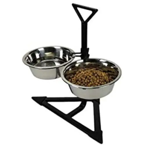 Classic Pet Products Double Feeder Corner High Stand with 2 x 2650 ml Stainless Steel Dishes - Adjustable Height Classic Pet Products Double Feeder Corner High Stand with 2 x 2650 ml Stainless Steel Dishes - Adjustable Height