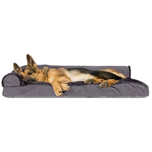 Furhaven Pet - Traditional Chaise Lounge & Deluxe L-Shaped Couch Dog Pillow Bed for Dogs & Cats - Multiple Styles, Sizes, & Colors