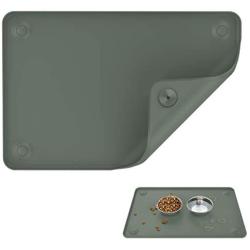 VavoPaw Pet Feeding Mat, Waterproof Raised Edge Dog Cat Food Feeding Mat Food Grade Silicone Non Slip Mat Dog Bowl Placemat XL 24'' x 16'' / 60 x 40 cm - Celadon