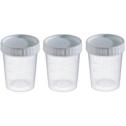 Comfort Axis Graduated Specimen Collection Cups with Grey Lids, 4 Ounces, 3 Pack