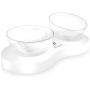 QUXIANG Double Dog Bowls Elevated Cat Food Water Bowls 0/20° Tilted Design Neck Guard Pet Raised Stand Double Transparent Plastic Bowl with Anti Slip Stand for Cats and Small Dogs