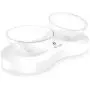 QUXIANG Double Dog Bowls Elevated Cat Food Water Bowls 0/20° Tilted Design Neck Guard Pet Raised Stand Double Transparent Plastic Bowl with Anti Slip Stand for Cats and Small Dogs