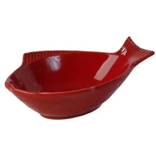 One for Pets 5.5-Inch Fish Shaped Cat Dish Pet Bowl, Small, Red