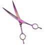 LILYS PET Professional PET Dog Grooming Titanium Scissors Set,Straight & Curved & Thinning & Chunker Scissors with 1 Grooming Comb for Dog Cat and More Pets Grooming (Purple)