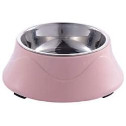 CWWAN Pet Bowl Stainless Steel Dog Bowl cat Bowl Personality Creative Single Bowl pet Bowl (Pink)