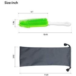 N/ A Multipurpose Rubber Pet Hair Removal Brush, Dog & Cat Hair Remover Brush for Furniture, Car Interior and Carpet，with Free Storage Bag（Green）