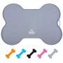 Super Design Silicone Waterproof Placemat - Bone Shaped Pet Feeding Mat, Silicone Raised Lip Non Spill Dog Cat Bowl Mat