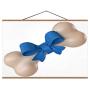 Dog Bone Wrapped in Blue Ribbon,Canvas Posters Present for Best Pet 3D Rendering Toy for Home Decoration 12x8in