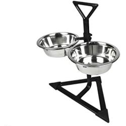 Classic Pet Products Double Feeder Corner High Stand with 2 x 2650 ml Stainless Steel Dishes - Adjustable Height