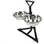 Classic Pet Products Double Feeder Corner High Stand with 2 x 2650 ml Stainless Steel Dishes - Adjustable Height Classic Pet Products Double Feeder Corner High Stand with 2 x 2650 ml Stainless Steel Dishes - Adjustable Height
