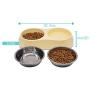 Double Dog Cat Bowls Double Food-Grade Melamine Premium Stainless Steel Pet Bowls Pet Food Water Feeder for Medium pet No More Than 40 pounds