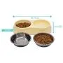 Double Dog Cat Bowls Double Food-Grade Melamine Premium Stainless Steel Pet Bowls Pet Food Water Feeder for Medium pet No More Than 40 pounds Double Dog Cat Bowls Double Food-Grade Melamine Premium Stainless Steel Pet Bowls Pet Food Water Feeder for Medium pet No More Than 40 pounds
