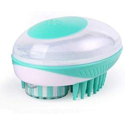 Toysdone 2 in 1 Pet Bath Massage Brush Dispenser for Pet Grooming Deshedding Soft Silicone Bristles Perfect for Washing,Shampooing, Massaging Long,Short Hair,Remove Loose Fur (Green Shampooing)
