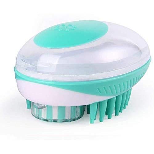 Toysdone 2 in 1 Pet Bath Massage Brush Dispenser for Pet Grooming Deshedding Soft Silicone Bristles Perfect for Washing,Shampooing, Massaging Long,Short Hair,Remove Loose Fur (Green Shampooing)