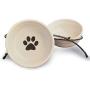 MushroomCat Pet Personalized Cute Feeder Double Ceramic Cat Dog Bowl Dishes Elevated Food and Water Bowls with Metal Raised Antiskid Stand