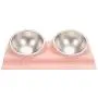 Suhaco Dog Bowl Cat Food Bowls Double Raised Pet Elevated Stainless Steel Feeder with Tilted Stand (Pink, Green, Blue)