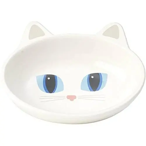 PetRageous 10012 Oval Frisky Kitty Stoneware Cat Bowl 5.5-Inch Wide and 1.5-Inch Tall Saucer with 5.3-Ounce Capacity and Dishwasher and Microwave Safe is Great for Cats, White PetRageous 10012 Oval Frisky Kitty Stoneware Cat Bowl 5.5-Inch Wide and 1.5-Inch Tall Saucer with 5.3-Ounce Capacity and Dishwasher and Microwave Safe is Great for Cats, White