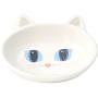 PetRageous 10012 Oval Frisky Kitty Stoneware Cat Bowl 5.5-Inch Wide and 1.5-Inch Tall Saucer with 5.3-Ounce Capacity and Dishwasher and Microwave Safe is Great for Cats, White