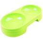 LeSharp Dog Accessories, Pet Puppy Dog Cat Food Water Dish Feeder Plastic No Slip Double Bowl Dispenser - Green