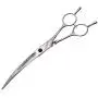 Pet Grooming Scissors,7'' Professional Dog Cat Grooming Shears with Round Tip Stainless Steel Strong and Sharp Blade Heavy Duty Thinning Curved Cutting Straight Tool Set (Curved Down Scissors)