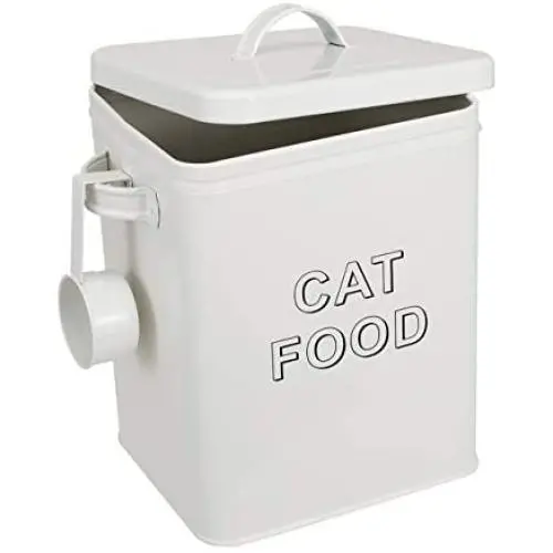 Pethiy Cat Food and Treats Containers Set with Scoop for Cats or Dogs -Tight Fitting Wood Lids - Coated Carbon Steel - Storage Canister Tins-Cat Pethiy Cat Food and Treats Containers Set with Scoop for Cats or Dogs -Tight Fitting Wood Lids - Coated Carbon Steel - Storage Canister Tins-Cat