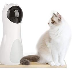 Jiaboyu Cat Laser Toy Automatic,Interactive Toy for Kitten/Dogs - USB Charging / Battery Powered , Placing High,5 Random Pattern,Automatic On/Off and Silent, Fast/ Slow Light Flashing Mode, white