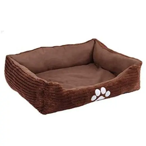 Long Rich Reversible Rectangle Pet Bed Dog Bed with Dog Paw Embroidery,Medium size, by Happycare Textiles Long Rich Reversible Rectangle Pet Bed Dog Bed with Dog Paw Embroidery,Medium size, by Happycare Textiles