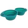 Portable Silicone Collapsible Dog Bowls and Dog Poop Bags Dispenser with 5 roll (100 pcs) Strong Plastic Bags and D-Ring