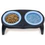 DUKES Collapsible Dual Elevated Pet Travel Food Water Bowl Feeder Container