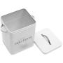 Morezi Pet Treat and Food Storage Tin with Lid and Scoop - White Vintage Farmhouse - Carbon Steel - Tight Fitting Lids - Storage Canister Tins