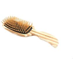 Bass Brushes | The Green Brush | Style & Detangle Pet Brush | 100% Bamboo Pin | Pure Bamboo Handle | Semi S'' Style | Striped Finish | Model 19P