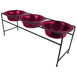 Platinum Pets Modern Triple Diner Feeder Stainless Steel Cat/Dog Bowls