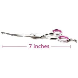 Dog Grooming Scissors Curved 7 Inch Stainless Steel with Safety Round Tips Professional Pet Grooming Shears for Dogs and Cats