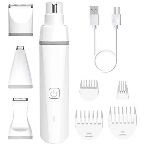 Rolife Pet Nail Grinder and Claw Clippers 4 in 1 Professional Electric Rechargeable Low Noise Nail Trimmer Painless Paws Hair Grooming & Smoothing for Small Medium Dogs Cats