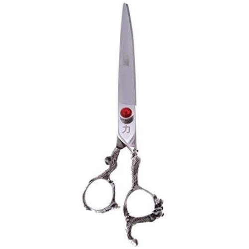 ShearsDirect Japanese 440C Stainless Steel Curved Shear with Dragon Handle, 8.0''