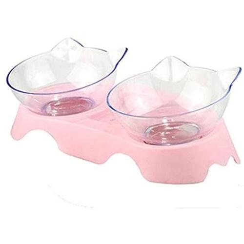 PurrBowl Orthopedic Anti-Vomiting Cat Feeder, 15° Tilted Pet Bowl for Cats and Dogs (Pink)