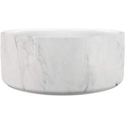 Awesome eMERCHency White Marble Stone Dog Bowl 7'' x 3'' Ceramic Pet Dog Marble Dish