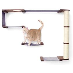 CatastrophiCreations Cat Mod Climb Track Handcrafted Wall Mounted Cat Tree Shelves, English Chestnut/Black, One Size