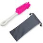 XUDIR Multipurpose Rubber Pet Hair Removal Brush, Dog & Cat Hair Remover Brush for Furniture, Car Interior and Carpet，with Free Storage Bag(Pink)