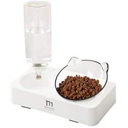 Marchul Transparent Cat Puppy Bowl, Cat Gravity Water Bowl, Tilted Raised Cat Food Bowls