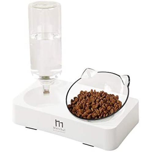 Marchul Transparent Cat Puppy Bowl, Cat Gravity Water Bowl, Tilted Raised Cat Food Bowls
