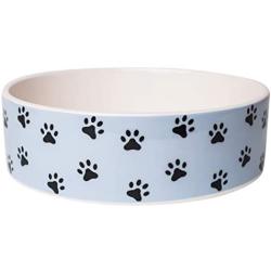 Park Life Designs Medium Pet Bowl, Pawz Pattern, 6-1/4 inch Heavyweight Ceramic Dish Stays Put, Microwave and Dishwasher Safe