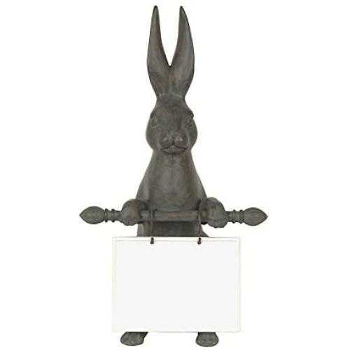 Creative Co-op Resin Rabbit Holding Message Board