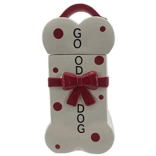 Comfy Hour 9'' Bone Shape Dog Food Storage Jar with Lid, Red and White