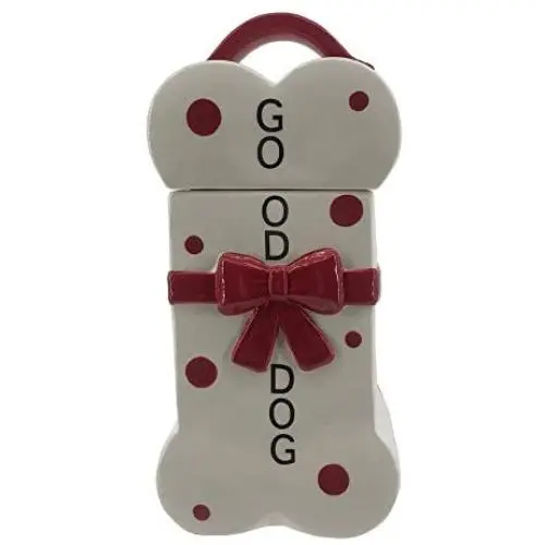 Comfy Hour 9'' Bone Shape Dog Food Storage Jar with Lid, Red and White Comfy Hour 9'' Bone Shape Dog Food Storage Jar with Lid, Red and White