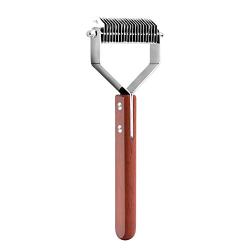 Awtang Pet Undercoat Rake Dematting Tool for Dogs Cats Grooming Comb 20 Stainless Steel Blades Dog Brush with Wooden Handle