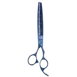 ShearsDirect Japanese Stainless 26 Tooth Thinner, Blue Titanium with Paw Prints, 8-Inch Thinner